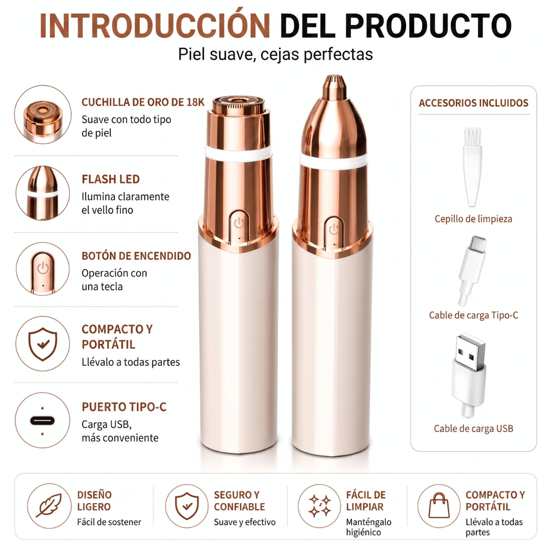 Depilador Facial y de Cejas 2-en-1